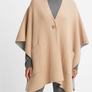 Vince Wool and Cashmere Blend Double-Face Cape in Camel Grey